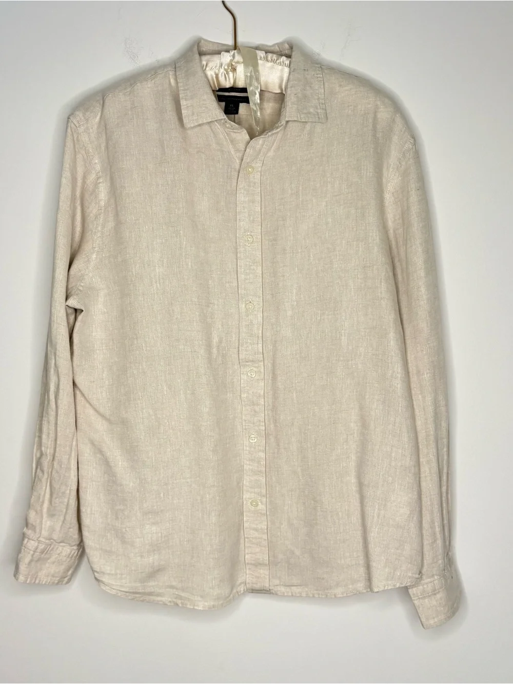 Banana Republic Men’s XL Linen Shirt Beige Long Sleeve Button Front Untucked Fit
